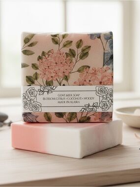 2 • Blossom Citrus Goat Milk Soap - Pink Floral SLS free Set 2 Soaps